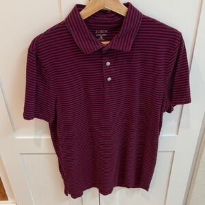 J. Crew Men's Polo with Burgundy and Navy Stripes
